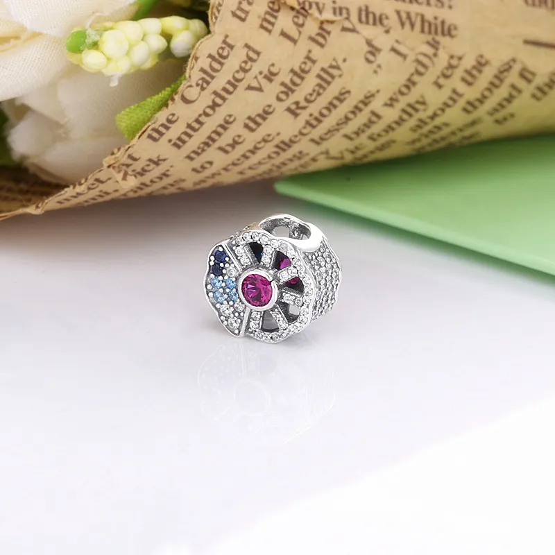 PANDORA Blue & Pink Fan Charm - 798178CZMX