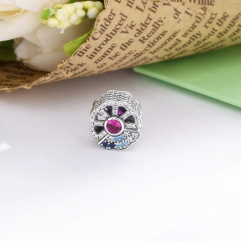 PANDORA Blue & Pink Fan Charm - 798178CZMX