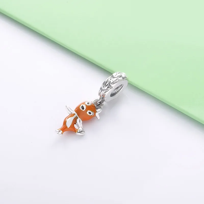 PANDORA Disney orange bird sterling silver dangle with orange and black enamel - 798877C01