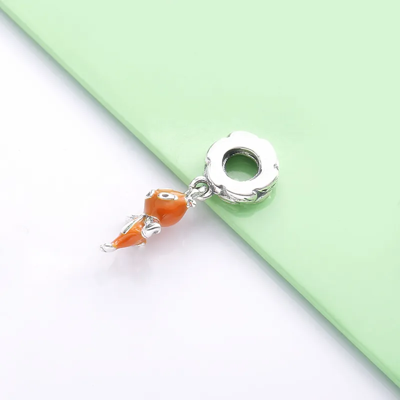 PANDORA Disney orange bird sterling silver dangle with orange and black enamel - 798877C01