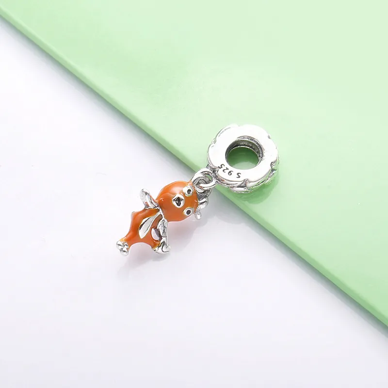 PANDORA Disney orange bird sterling silver dangle with orange and black enamel - 798877C01