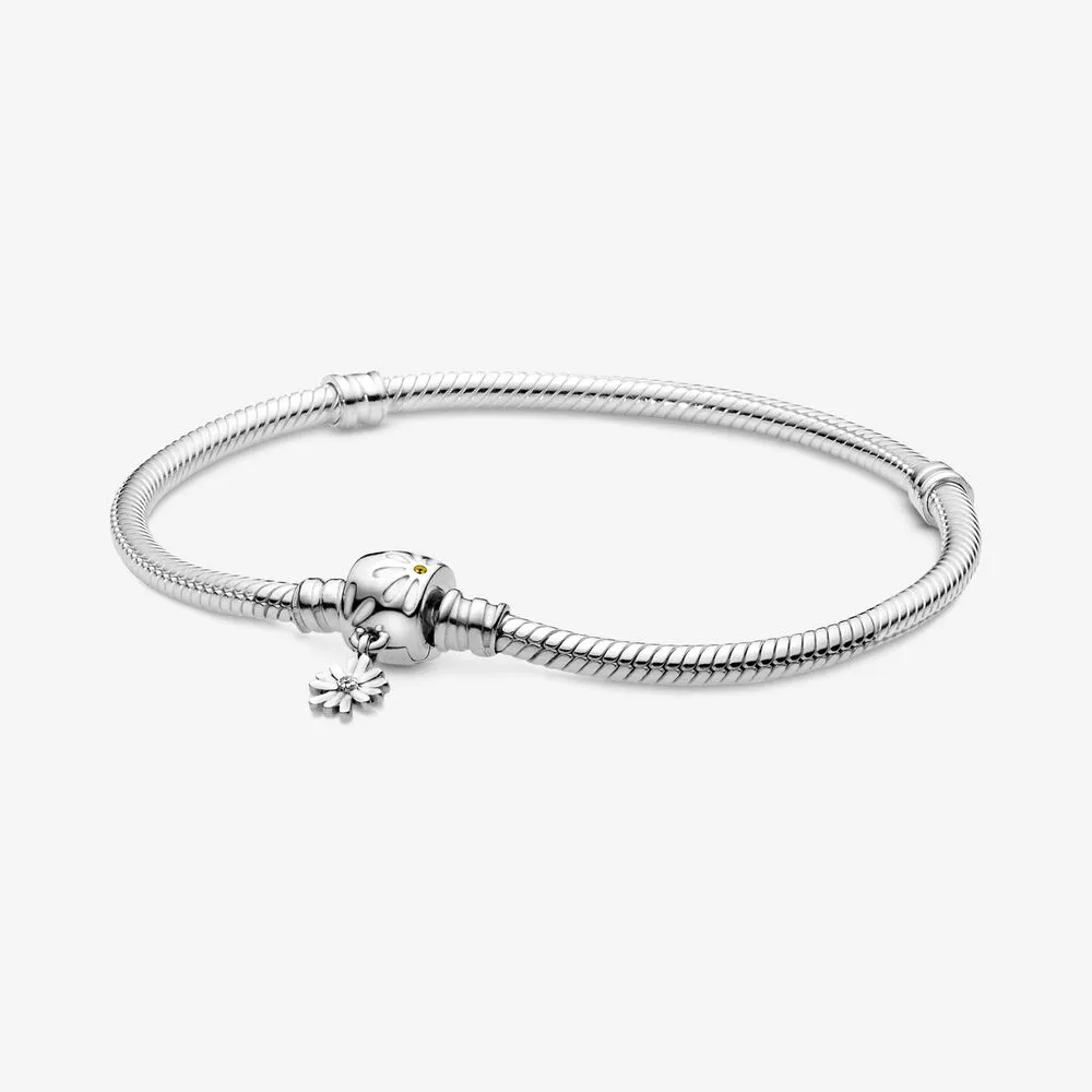 Pandora Moments Daisy Flower Clasp Snake Chain Bracelet - 598776C01