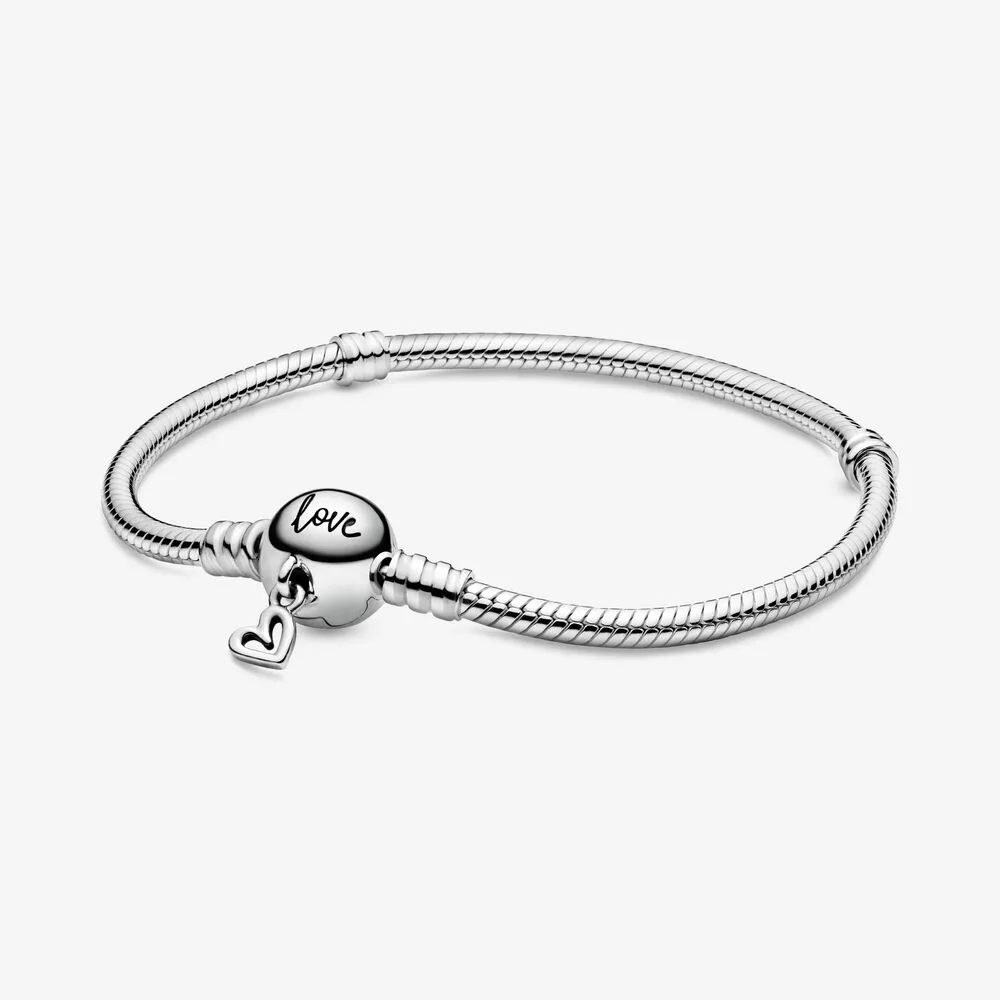 pandora moments freehand heart clasp snake chain bracelet 598698c00