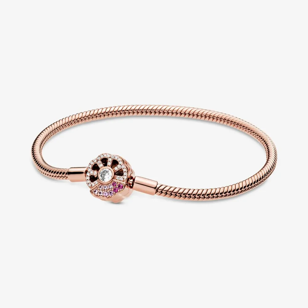 pandora moments pink fan clasp snake chain bracelet 588145c01