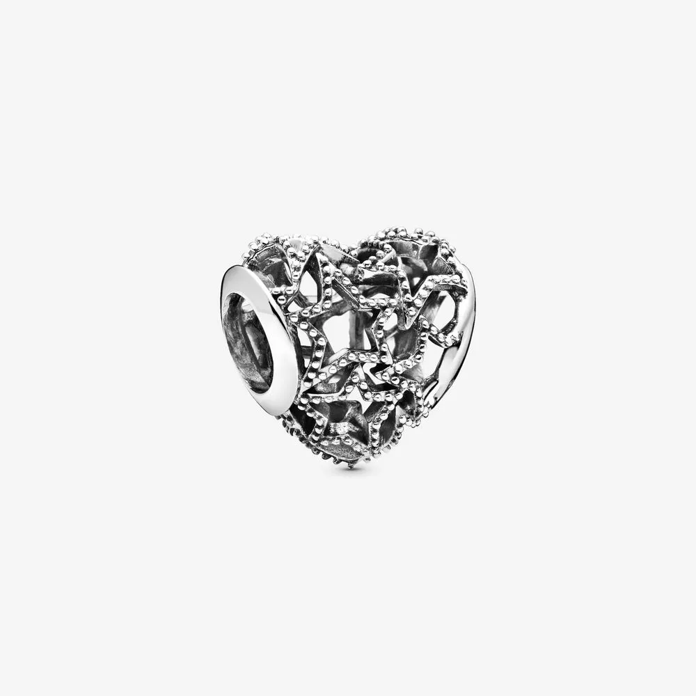 pandora openwork heart and beaded stars charm 798462c00