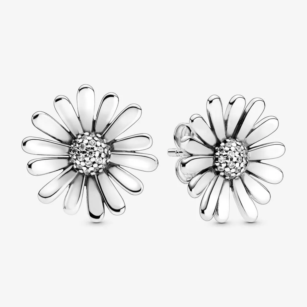 pandora pavé daisy flower statement stud earrings 298812c01