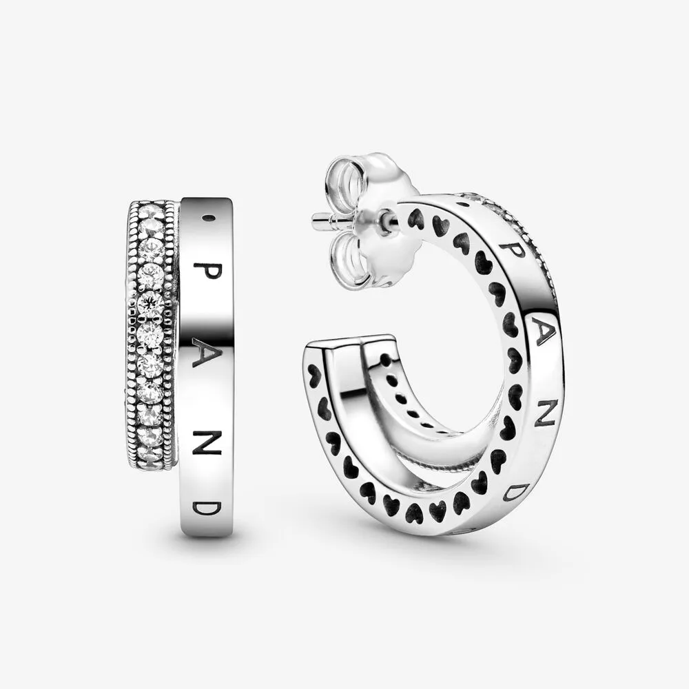 PANDORA Pavé Double Hoop Earrings - 299056C01