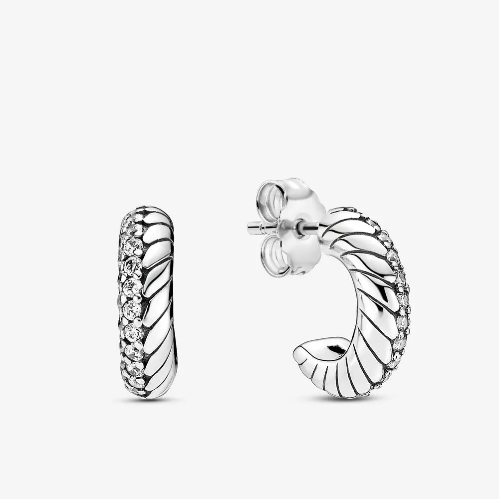 pandora pavé snake chain pattern hoop earrings 299091c01