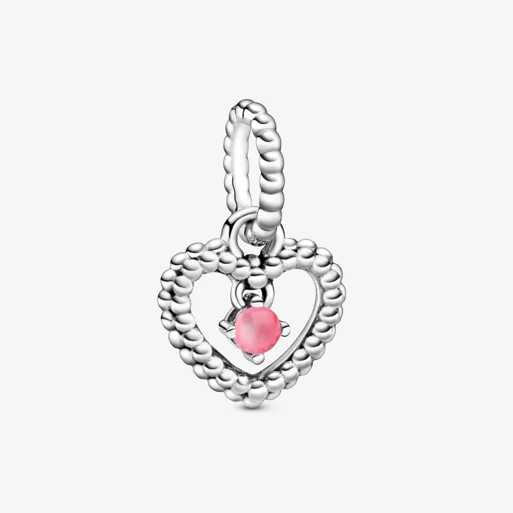 PANDORA Petal Pink Beaded Heart Dangle Charm - 798854C09