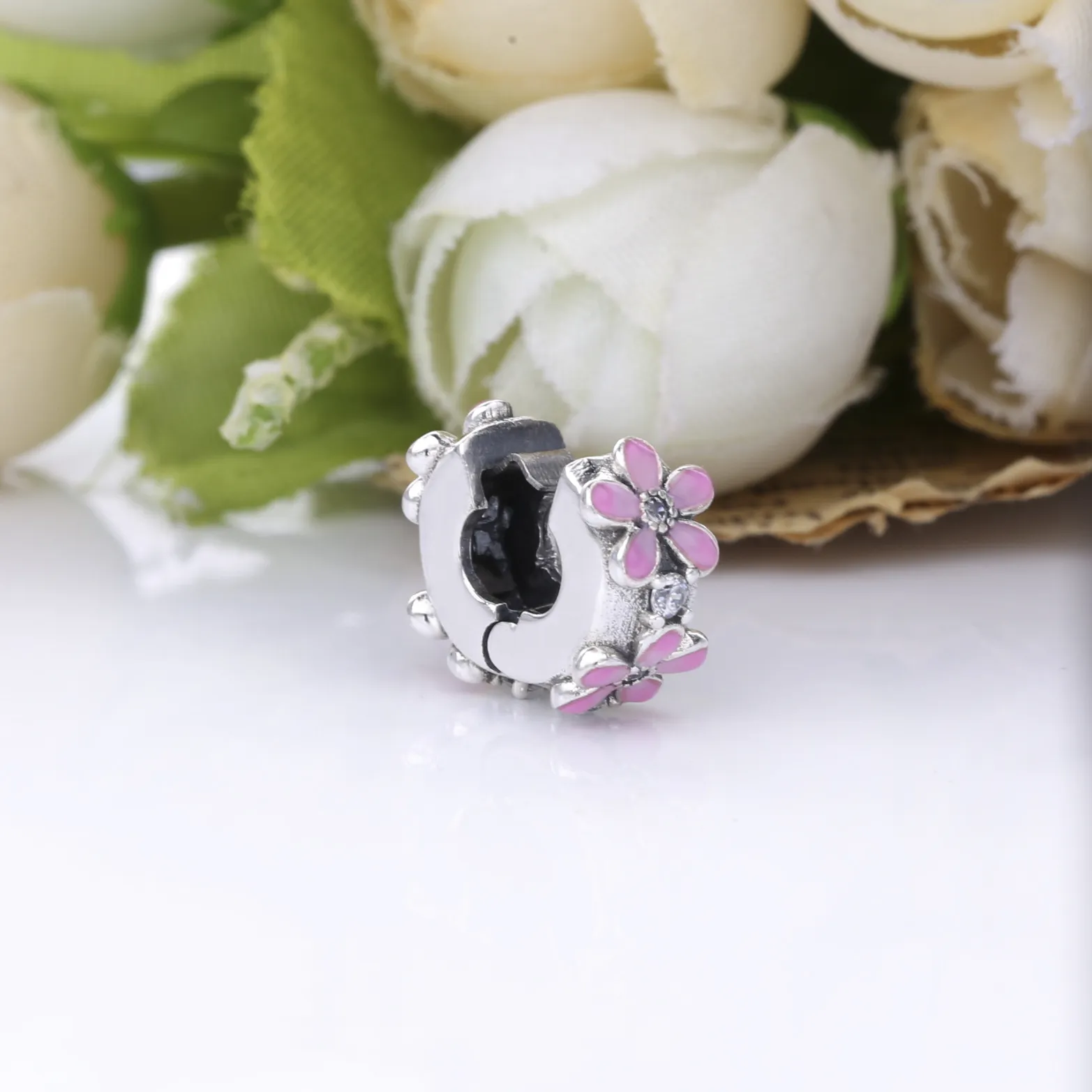 PANDORA Pink Daisy Flower Clip Charm - 798809C01