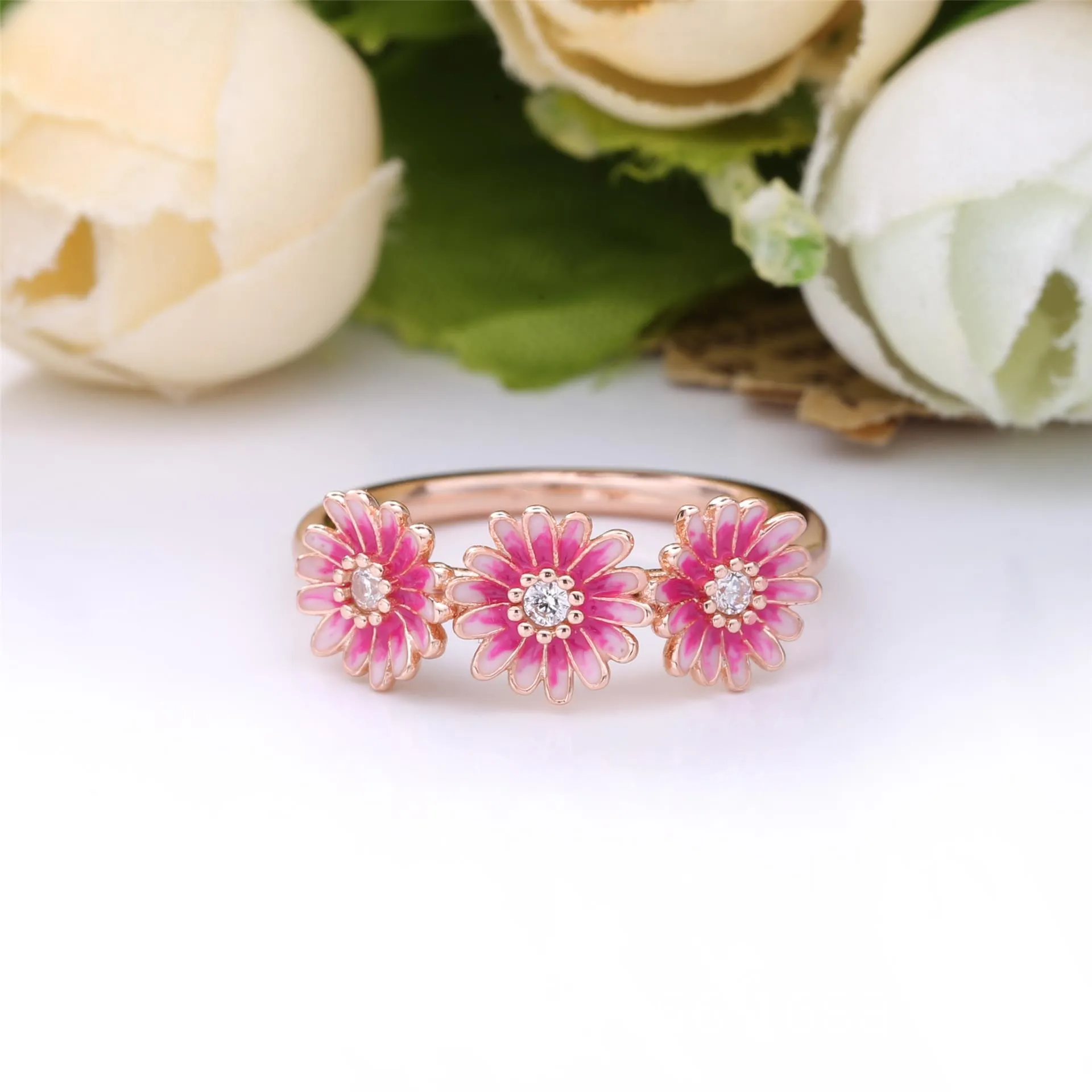 PANDORA Pink Daisy Flower Trio Ring - 188792C01