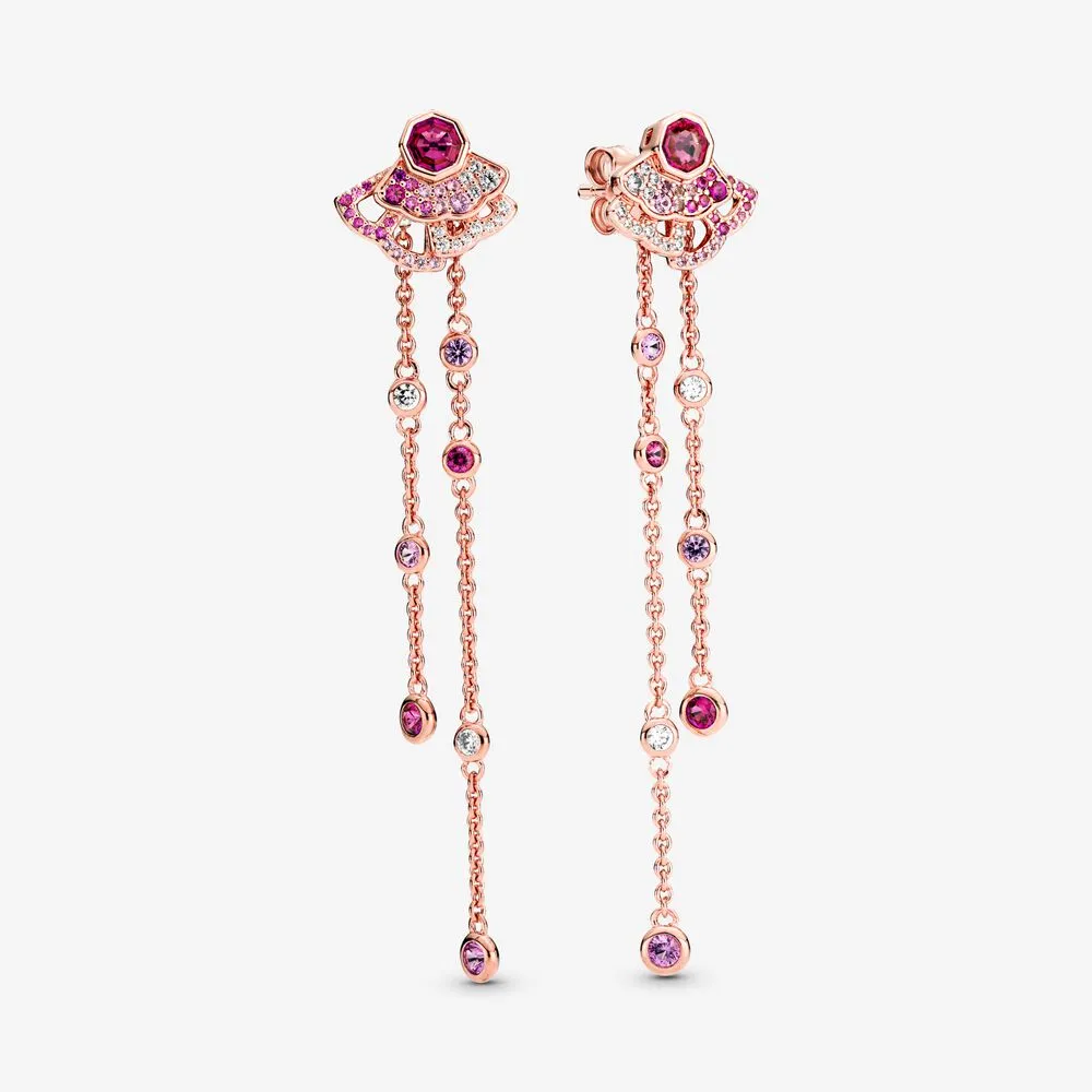 pandora pink fan dangle earrings 288190c01