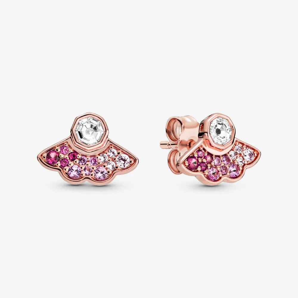 pandora pink fan stud earrings 288194c01