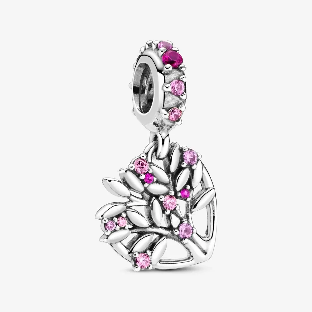 PANDORA Pink Heart Family Tree Dangle Charm - 799153C01