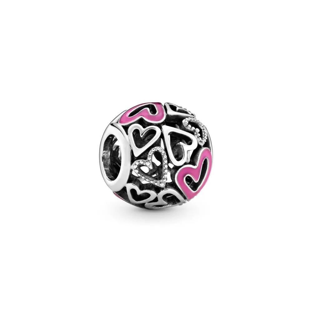 PANDORA Pink Openwork Freehand Heart Charm - 798677C01