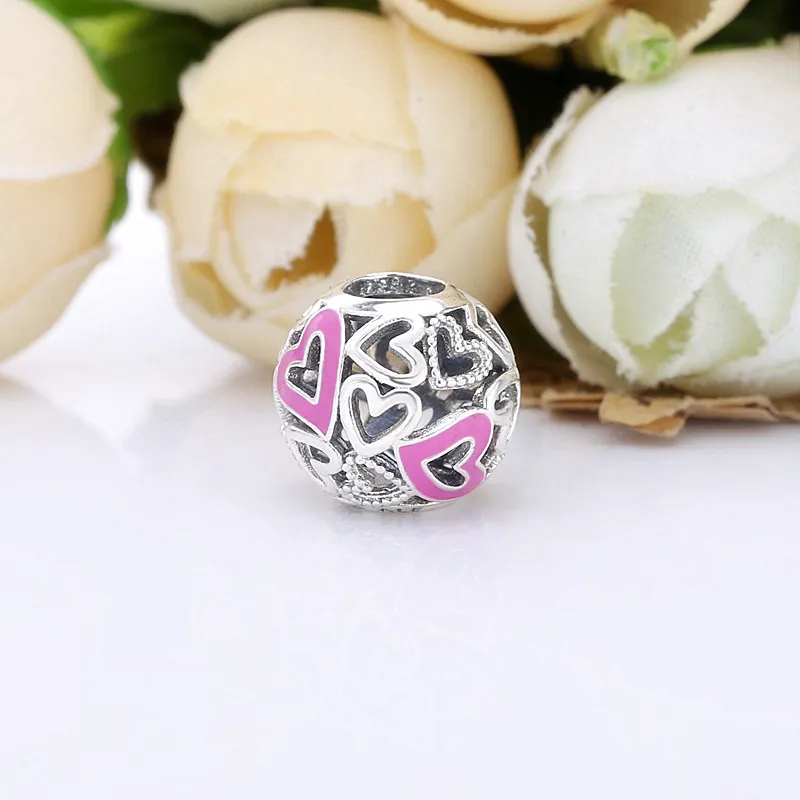 PANDORA Pink Openwork Freehand Heart Charm - 798677C01