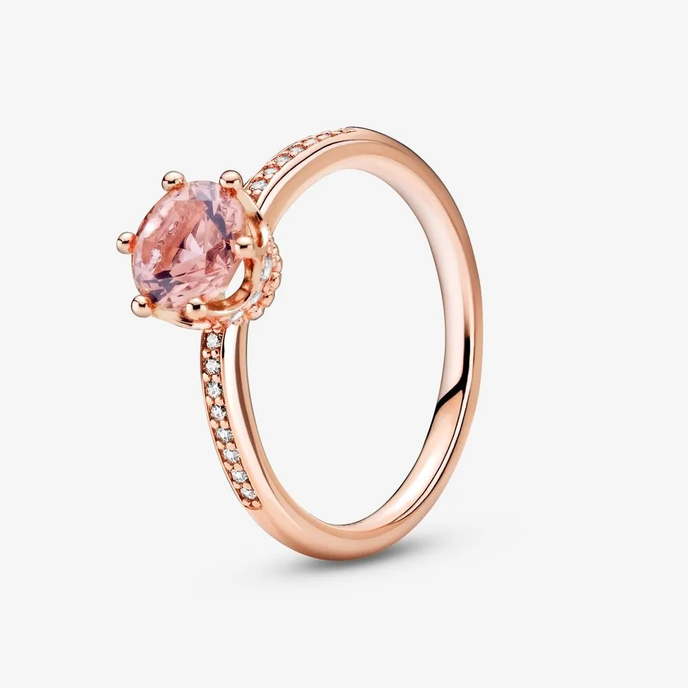 pandora pink sparkling crown solitaire ring 188289c01