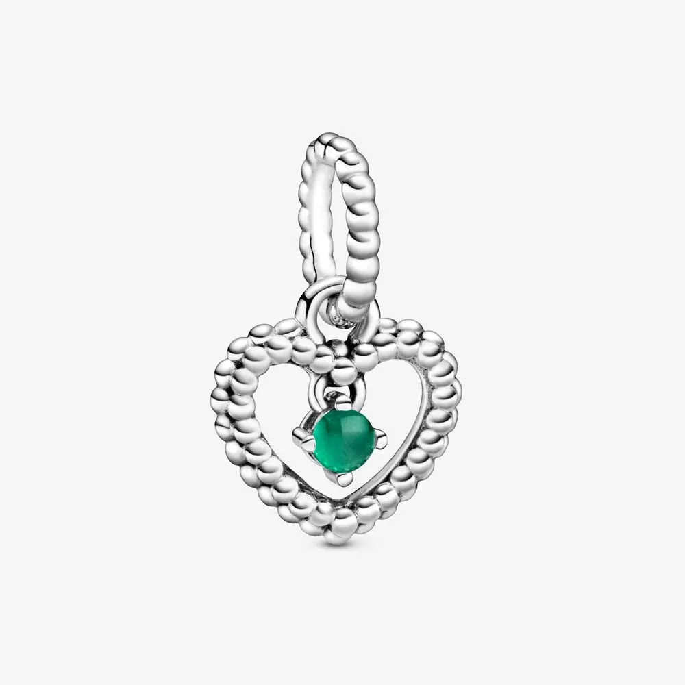 pandora rainforest green beaded heart dangle charm 798854c05