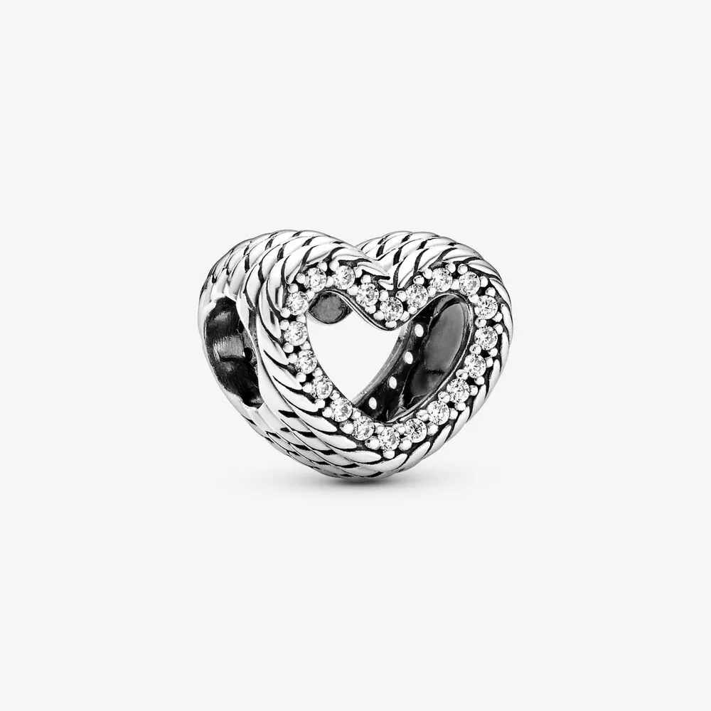 PANDORA Snake Chain Pattern Open Heart Charm - 799100C01