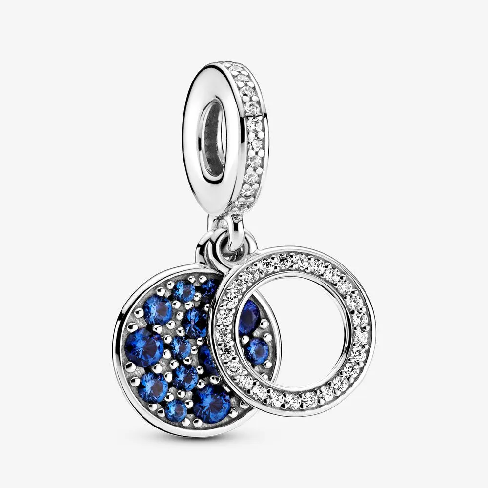 PANDORA Sparkling Blue Disc Double Dangle Charm - 799186C01