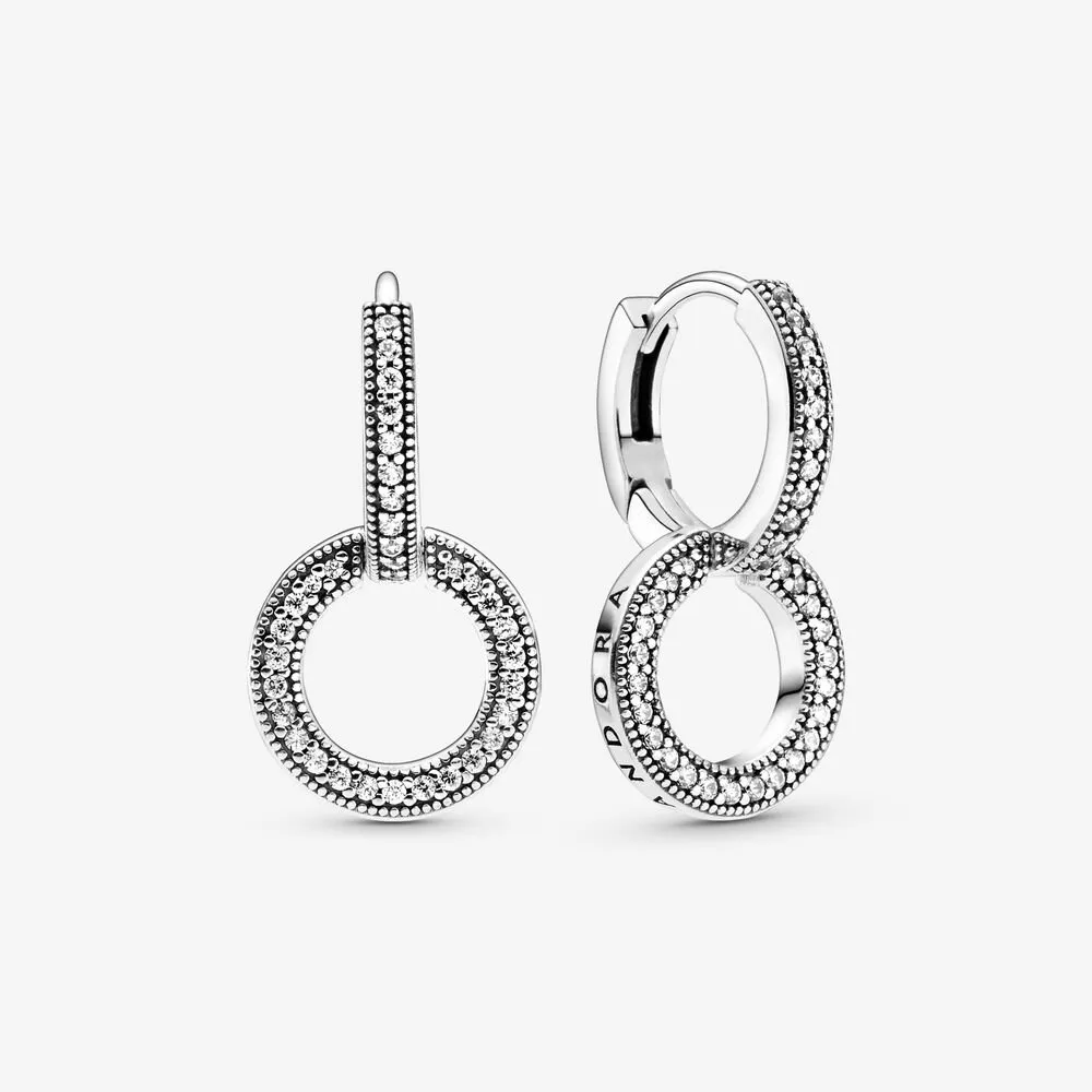 pandora sparkling double hoop earrings 299052c01