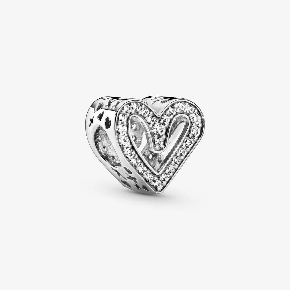 pandora sparkling freehand heart charm 798692c01