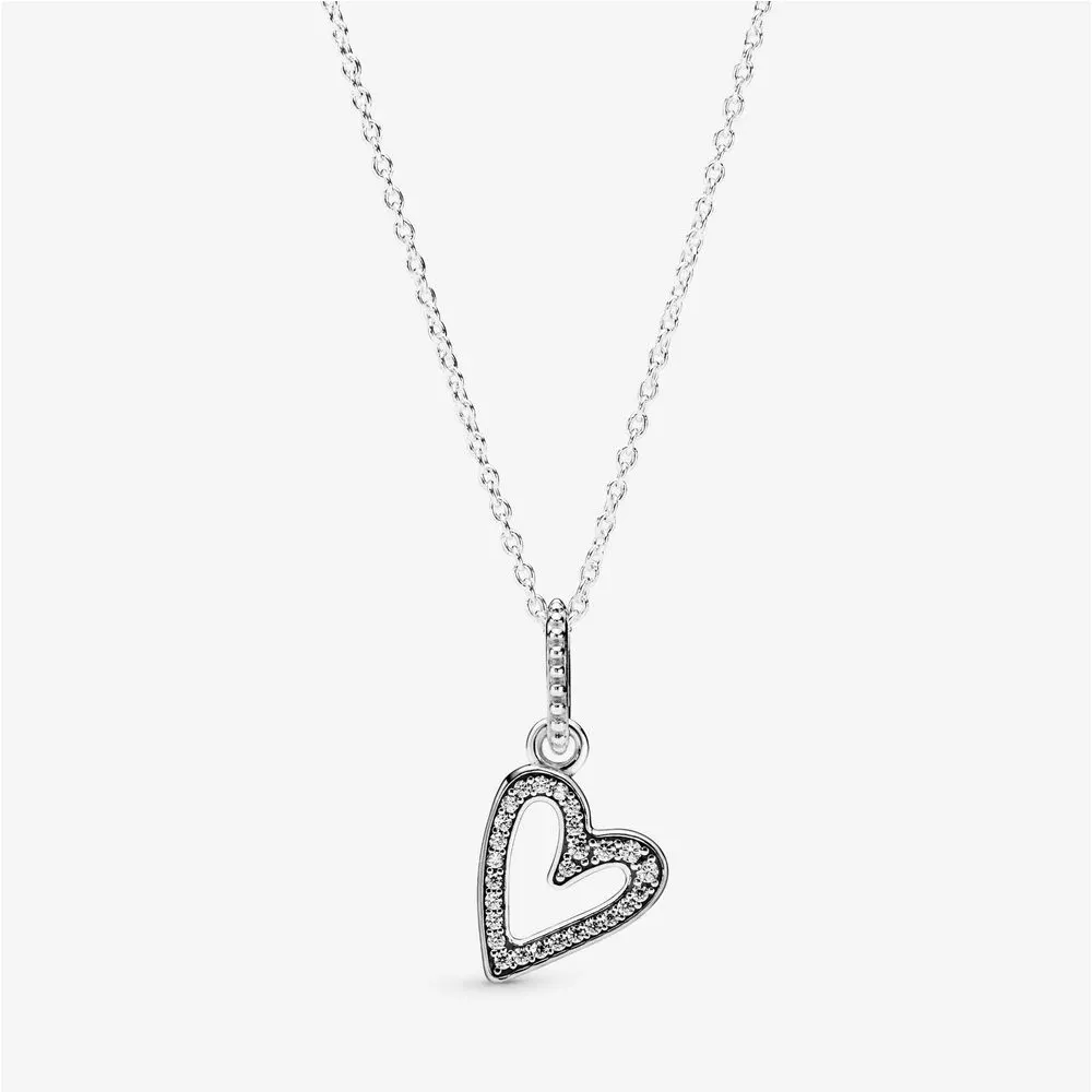 pandora sparkling freehand heart pendant necklace 398688c01