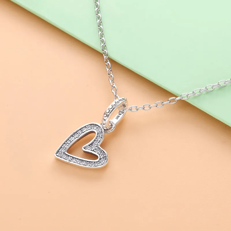 PANDORA Sparkling Freehand Heart Pendant Necklace - 398688C01