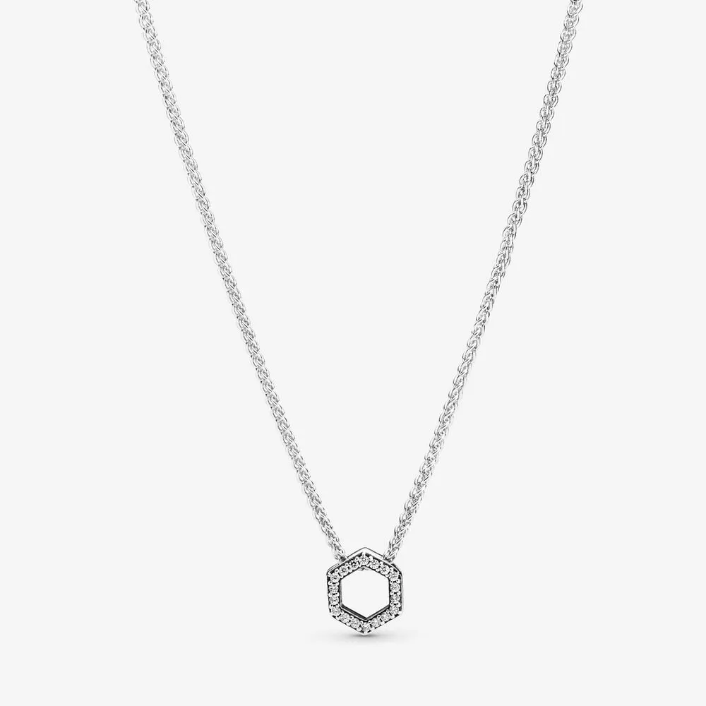 PANDORA Sparkling Honeycomb Hexagon Collier Necklace - 398787C01