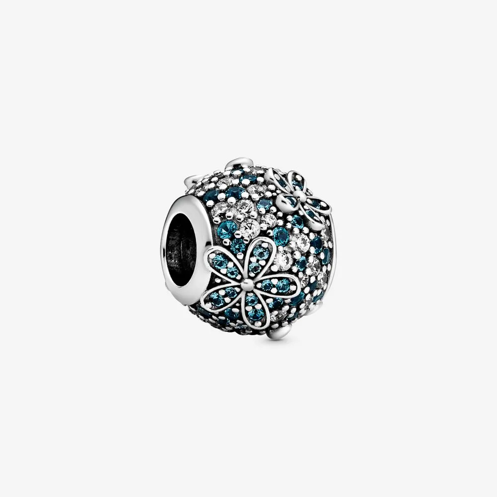 pandora teal pavé daisy flower charm 798797c01