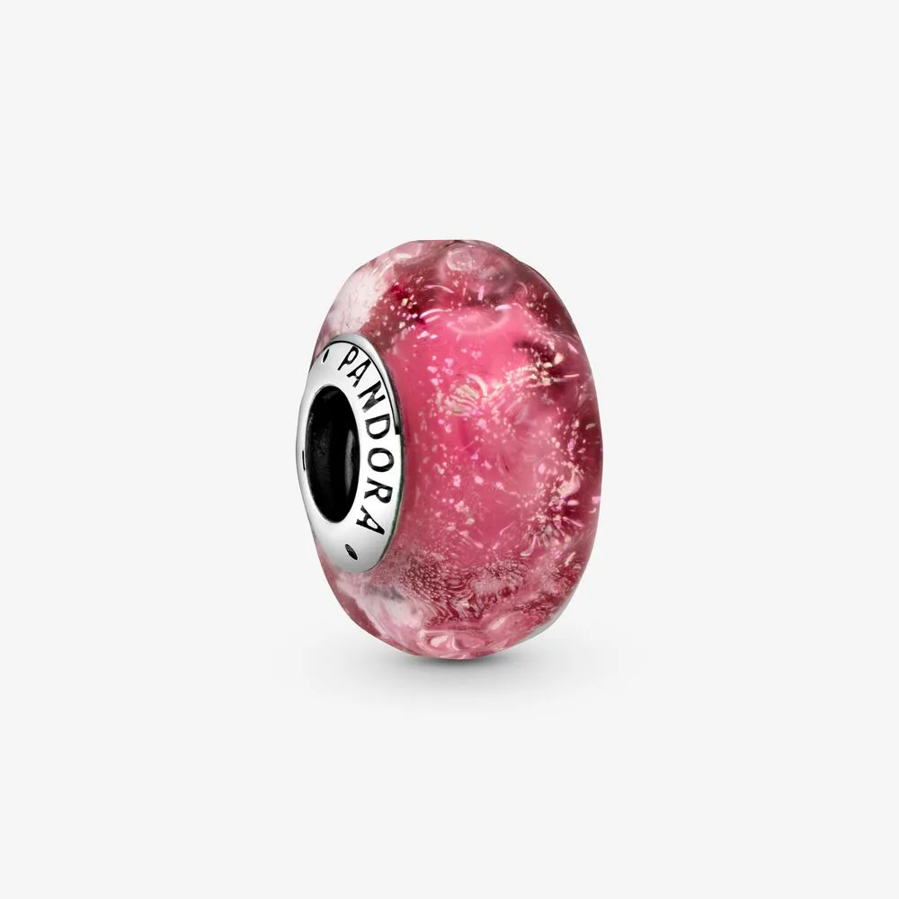 pandora wavy fancy pink murano glass charm 798872c00