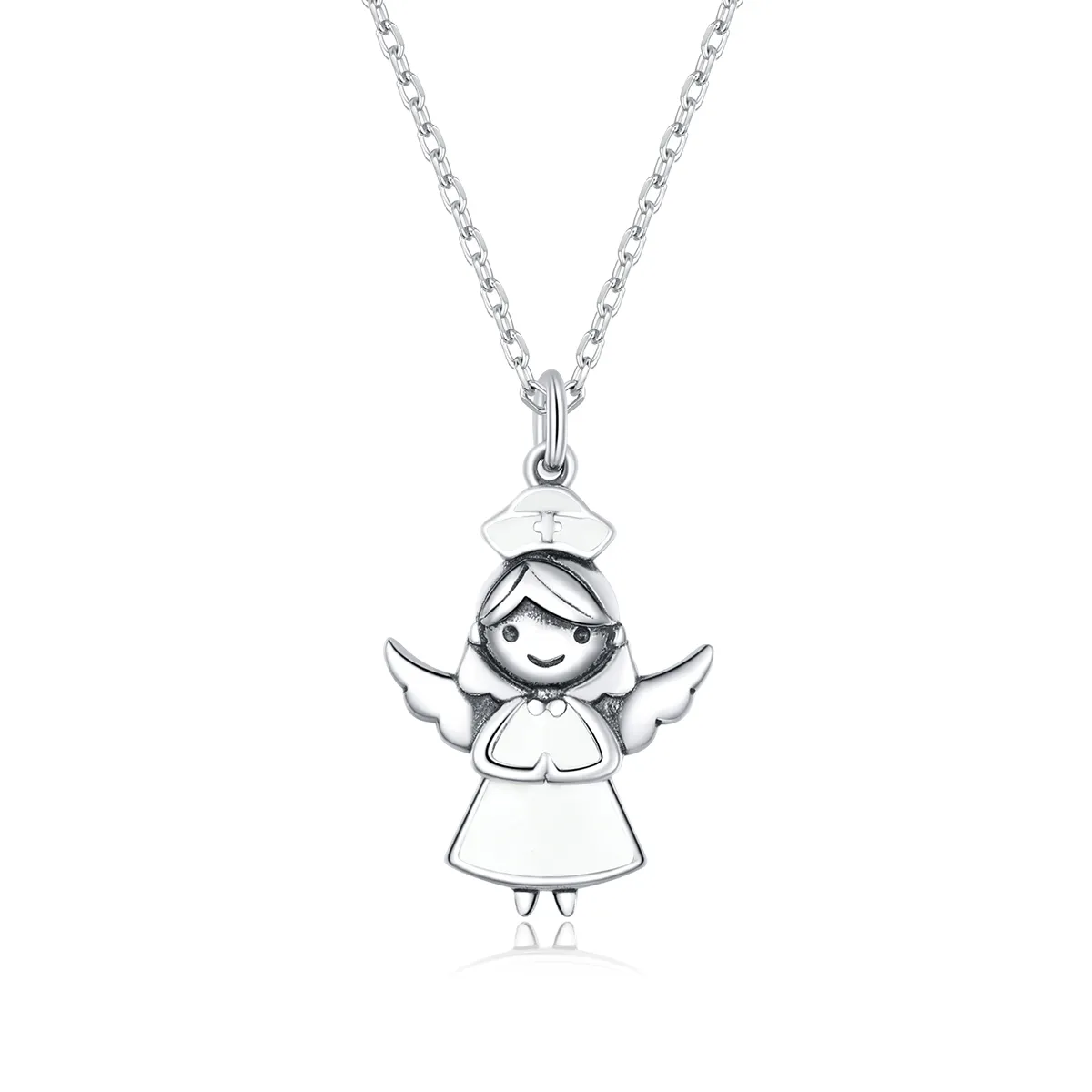 Pandora Style Angel In White Pendant Necklace - SCN425