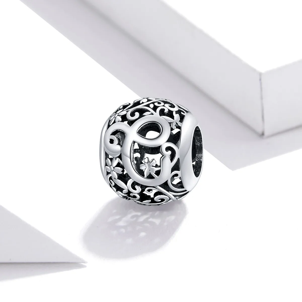 Pandora Style Openwork Flower Letter C Charm - SCC1444-C