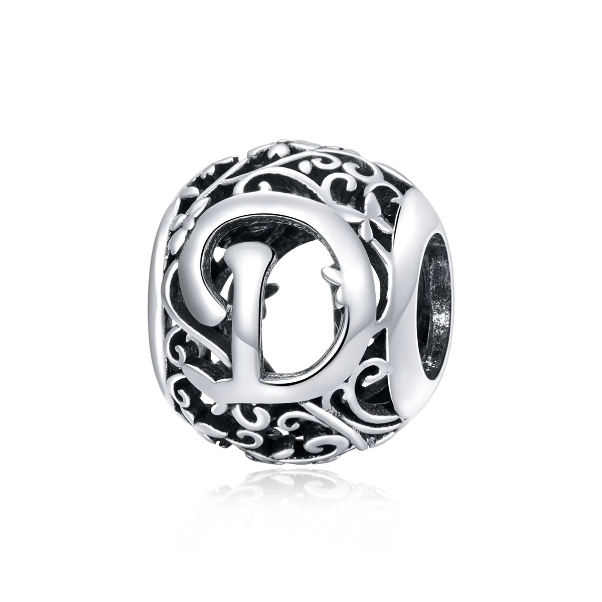 pandora style openwork flower letter d charm scc1444d