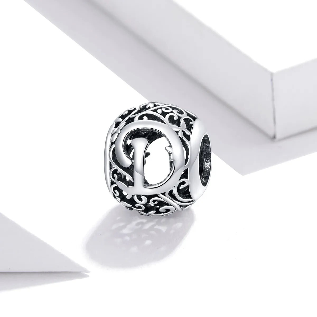 Pandora Style Openwork Flower Letter D Charm - SCC1444-D