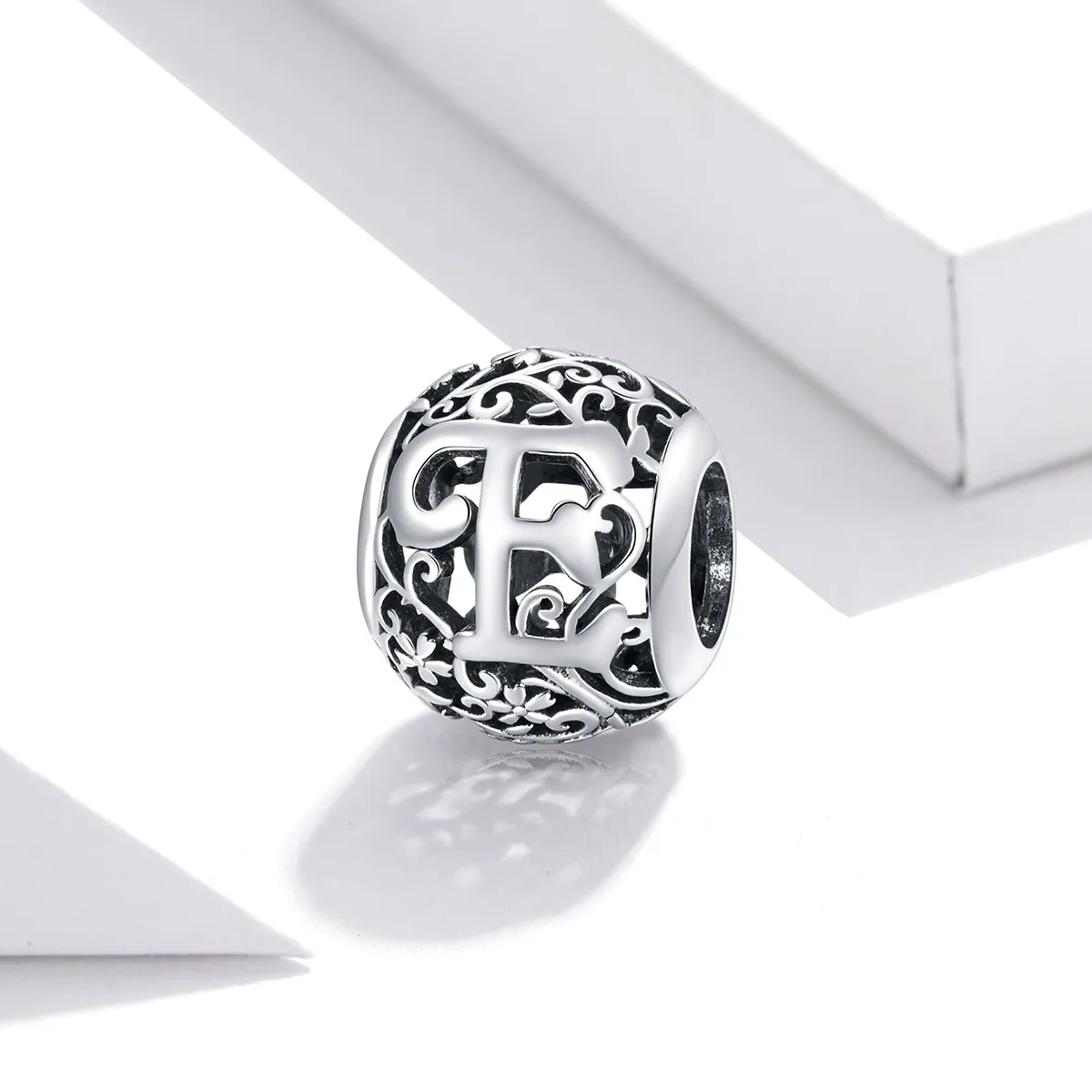 Pandora Style Openwork Flower Letter E Charm - SCC1444-E