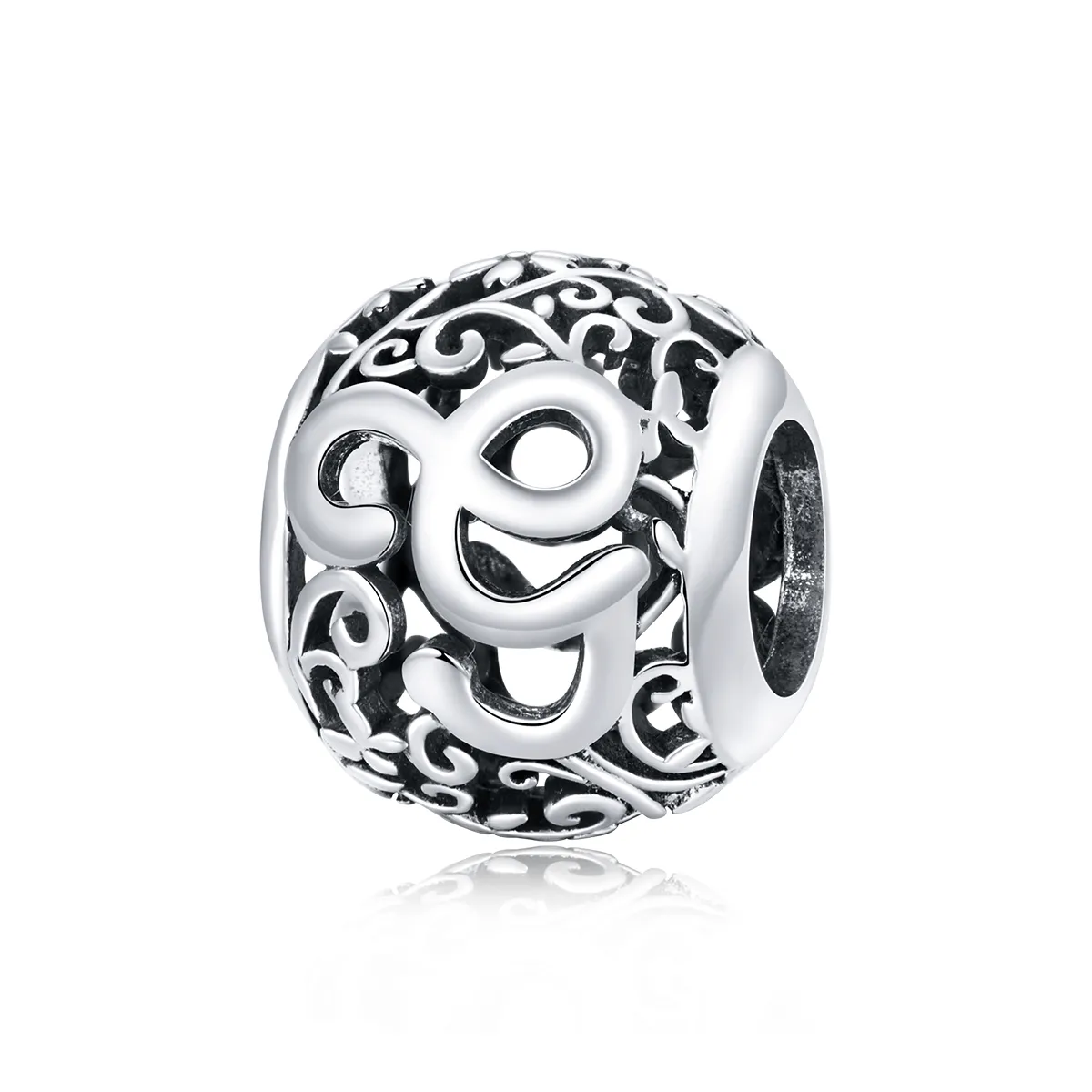 pandora style openwork flower letter g charm scc1444g