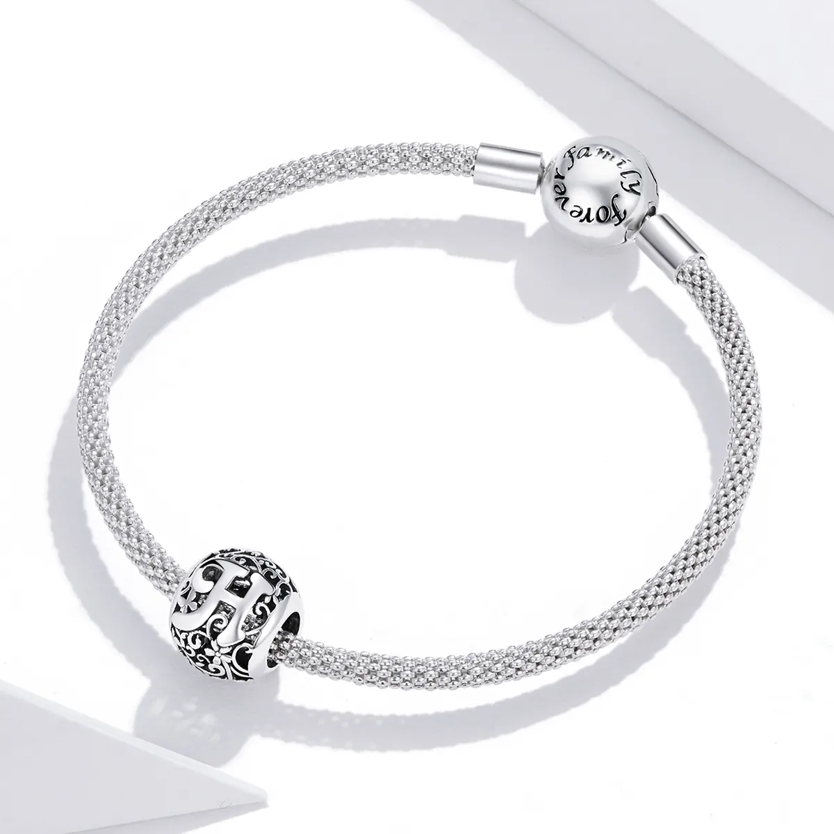 Pandora Style Openwork Flower Letter H Charm - SCC1444-H