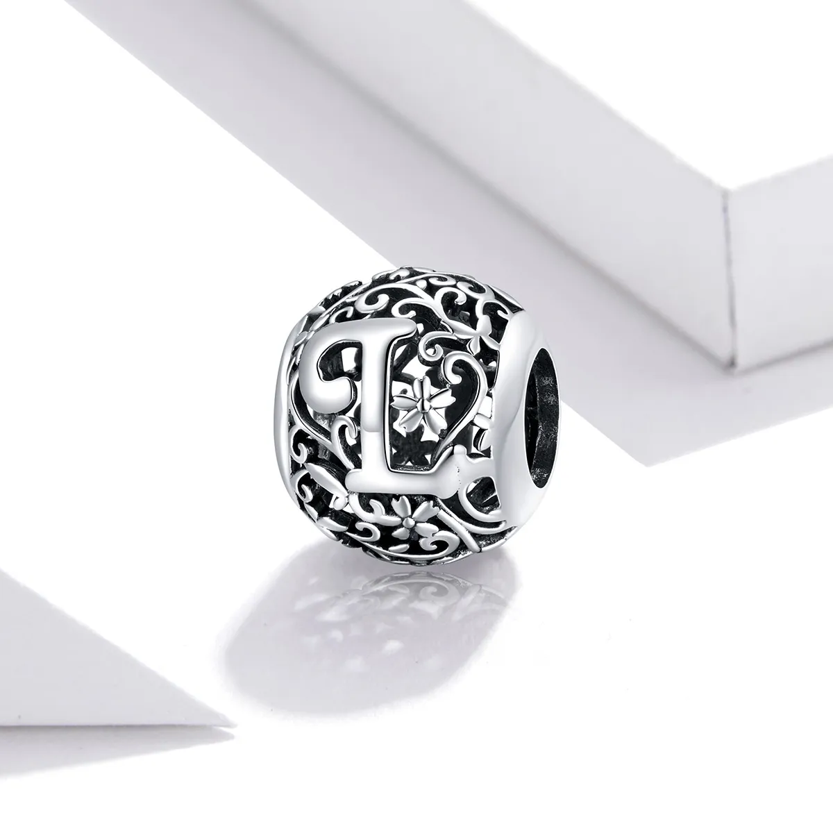 Pandora Style Openwork Flower Letter L Charm - SCC1444-L