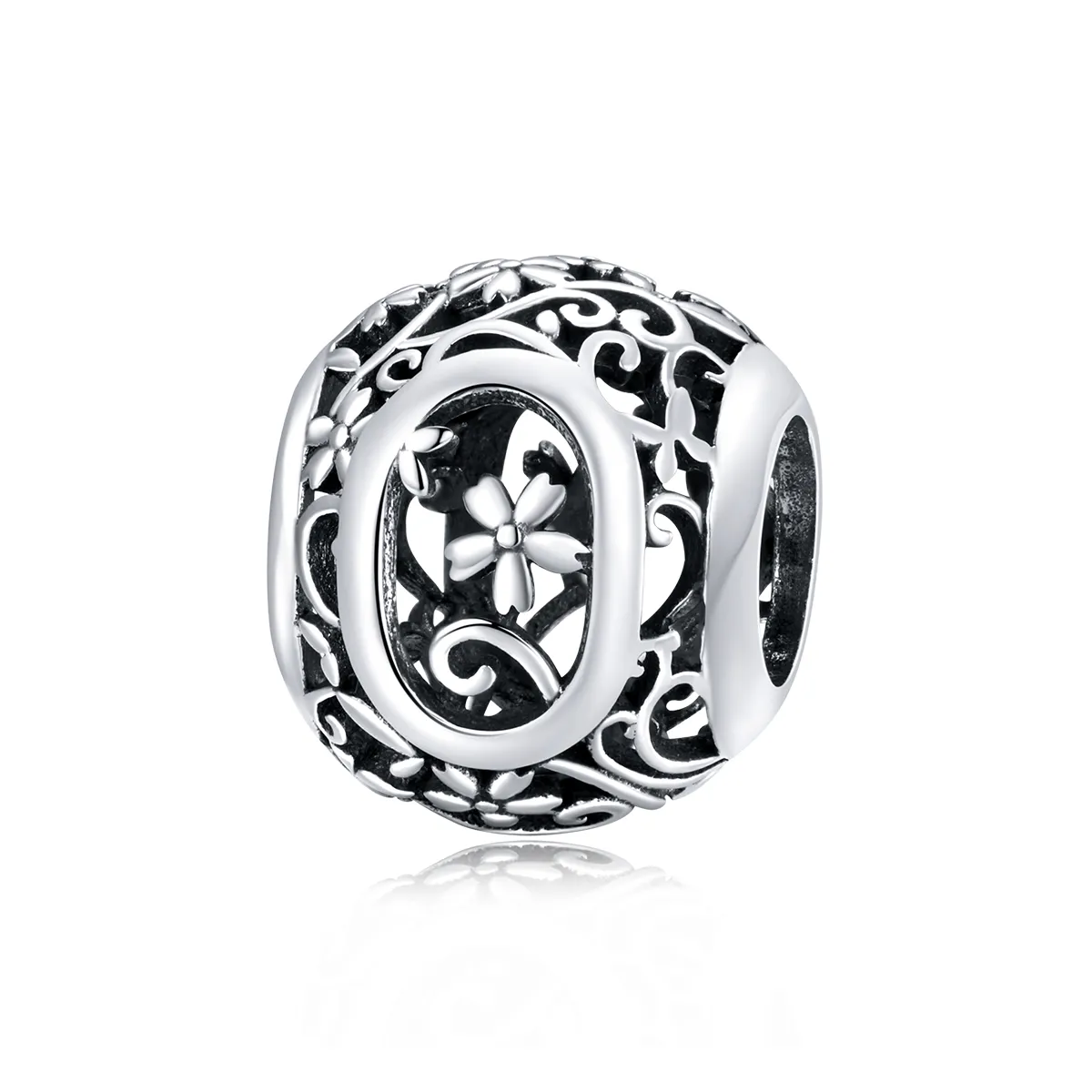 pandora style openwork flower letter o charm scc1444o