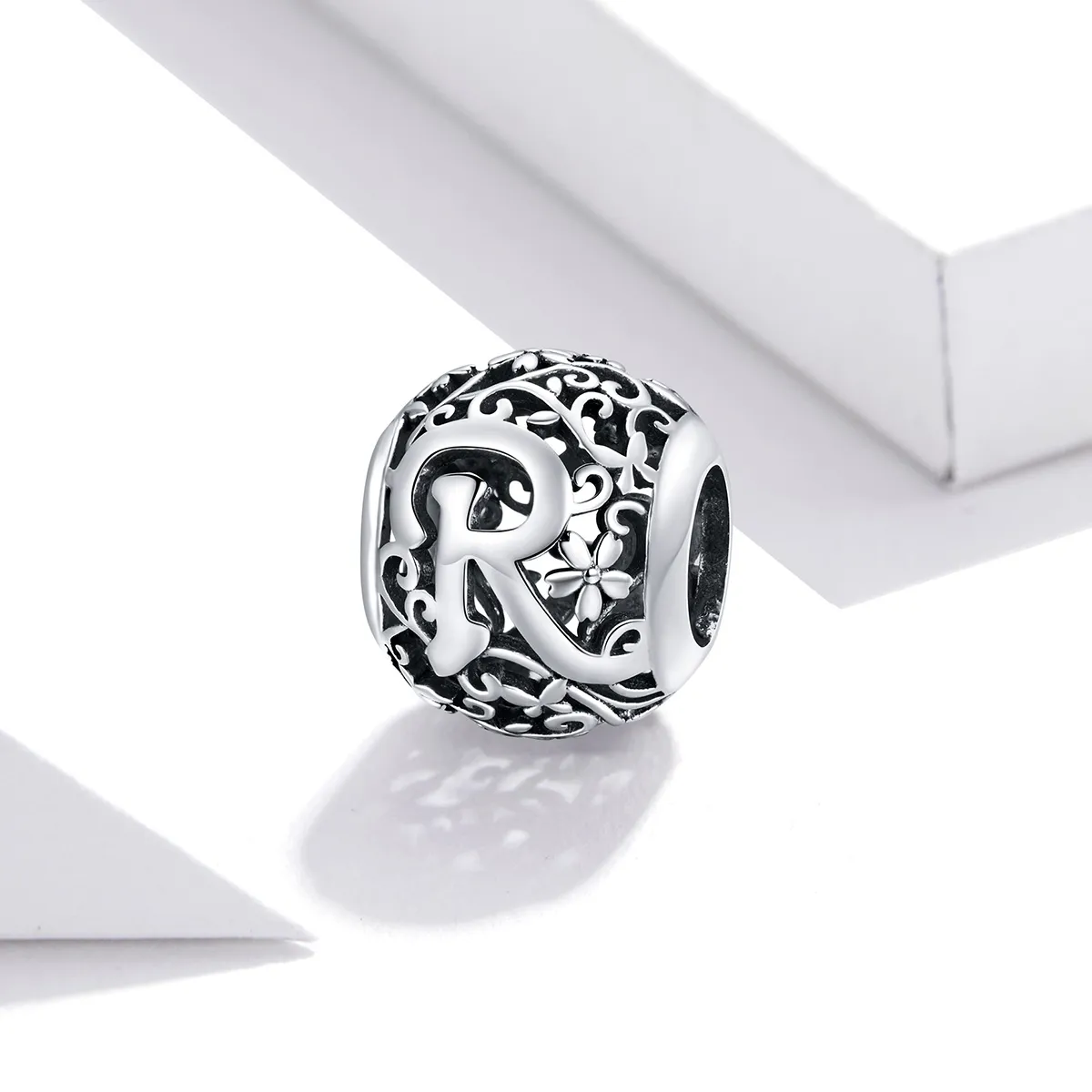 Pandora Style Openwork Flower Letter R Charm - SCC1444-R