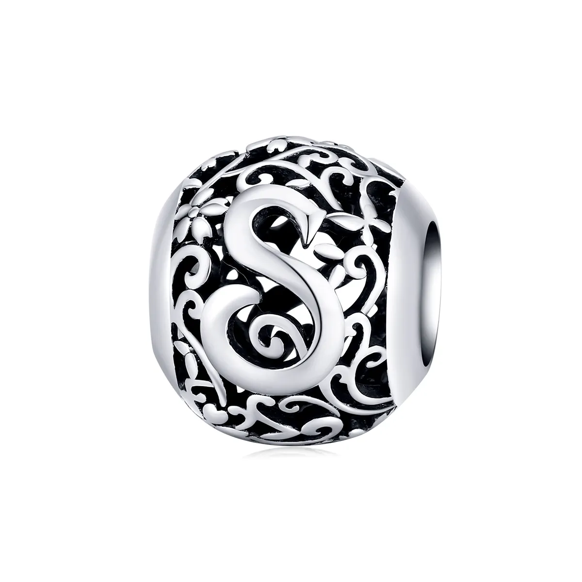 Pandora Style Openwork Flower Letter S Charm - SCC1444-S