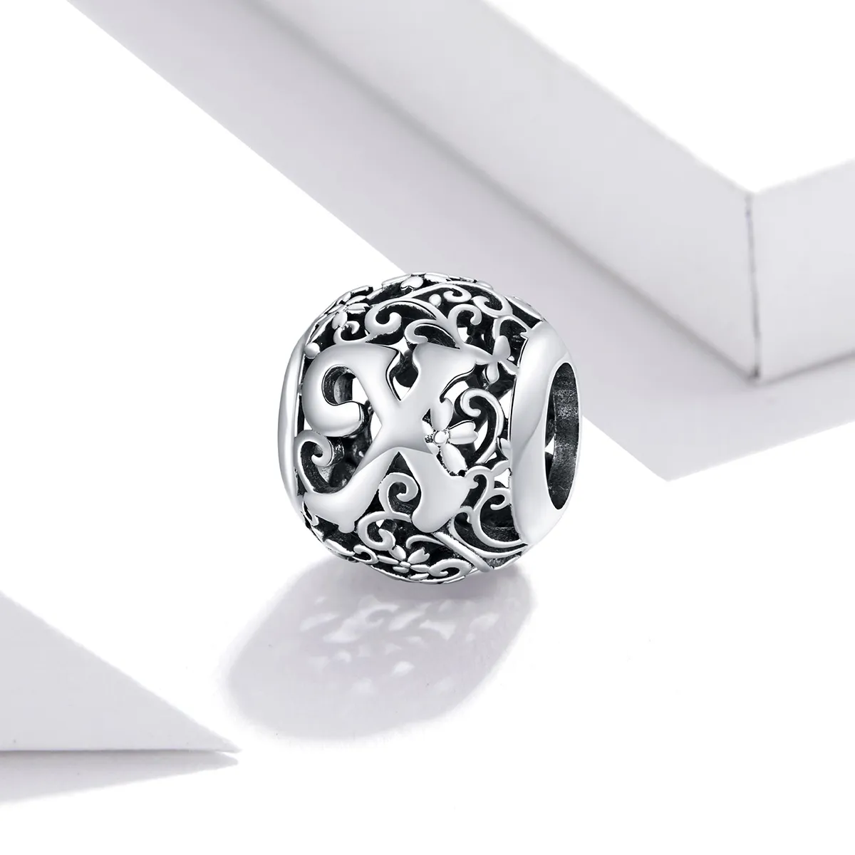 Pandora Style Openwork Flower Letter X Charm - SCC1444-X