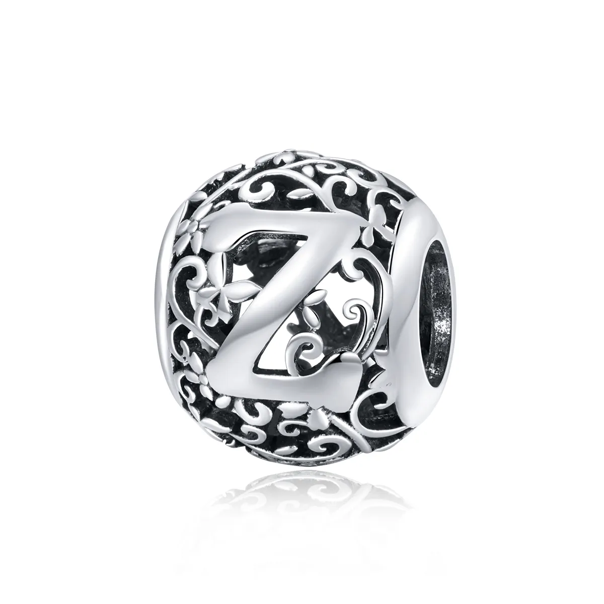 Pandora Style Openwork Flower Letter Z Charm - SCC1444-Z