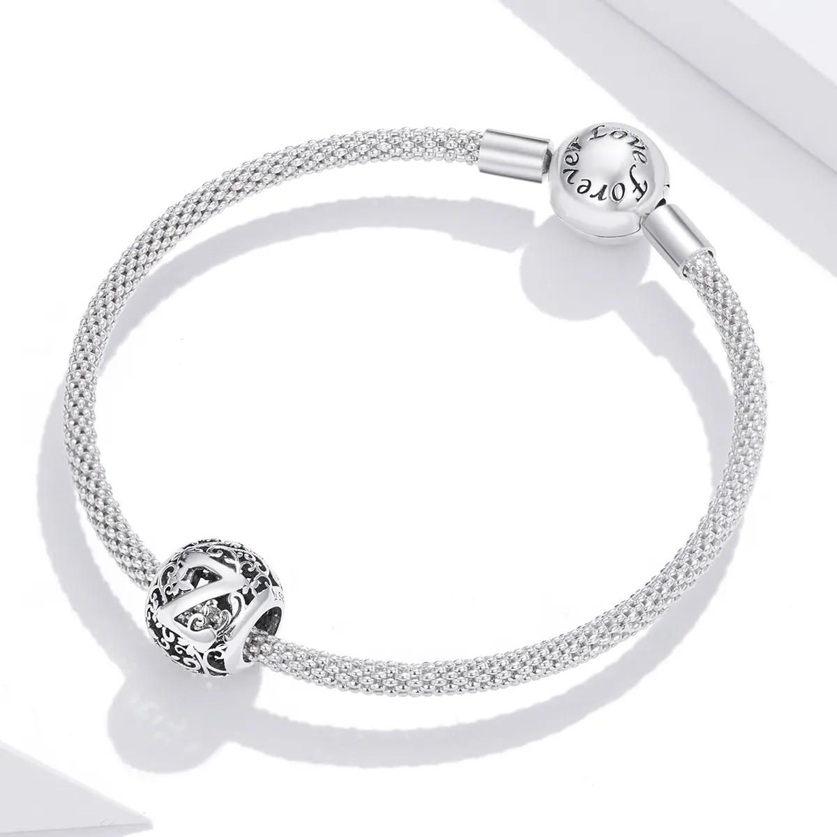 Pandora Style Openwork Flower Letter Z Charm - SCC1444-Z