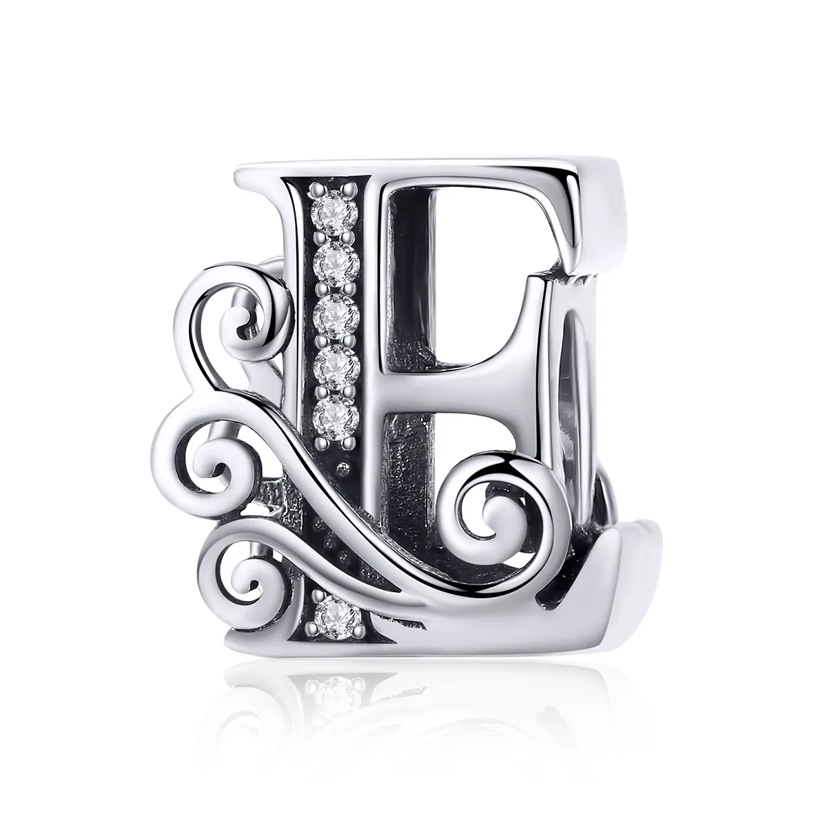 Pandora Style Sparkling Pavé Flower Letter E Charm - BSC030-E