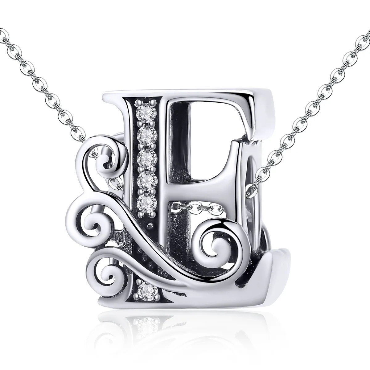 Pandora Style Sparkling Pavé Flower Letter E Charm - BSC030-E