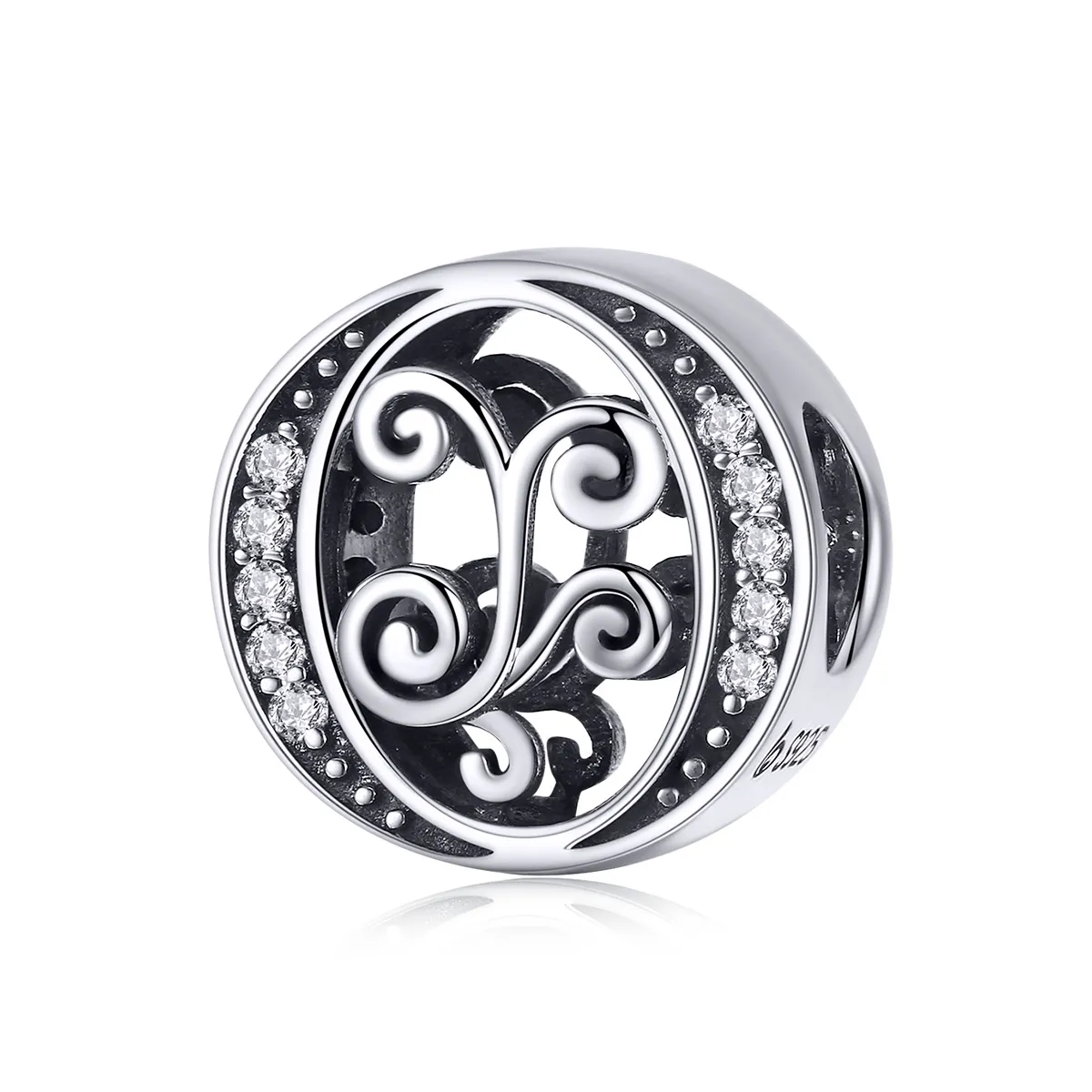 pandora style sparkling pavé flower letter o charm bsc030o