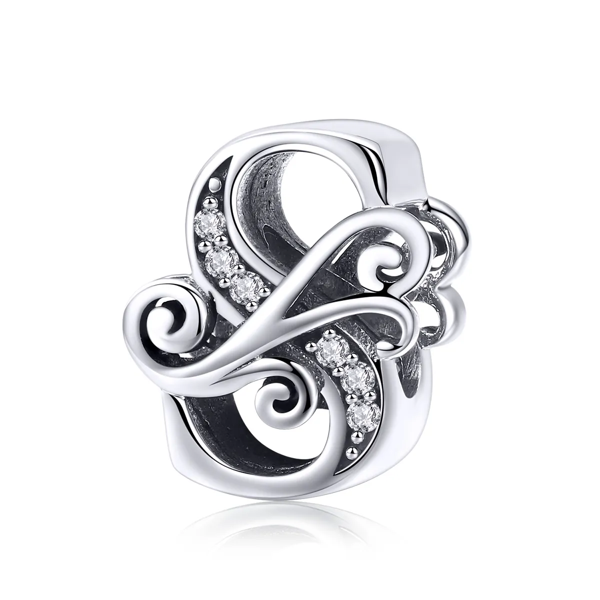 pandora style sparkling pavé flower letter s charm bsc030s