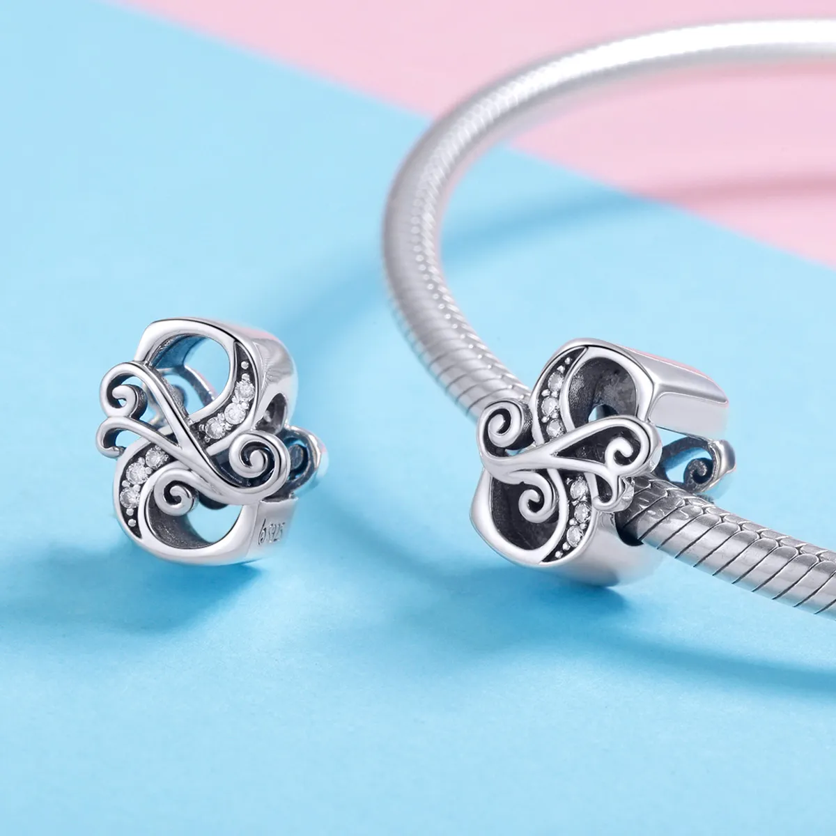 Pandora Style Sparkling Pavé Flower Letter S Charm - BSC030-S